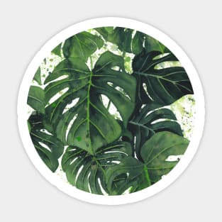 Abstract Monstera Leaves Painting 2 Sticker